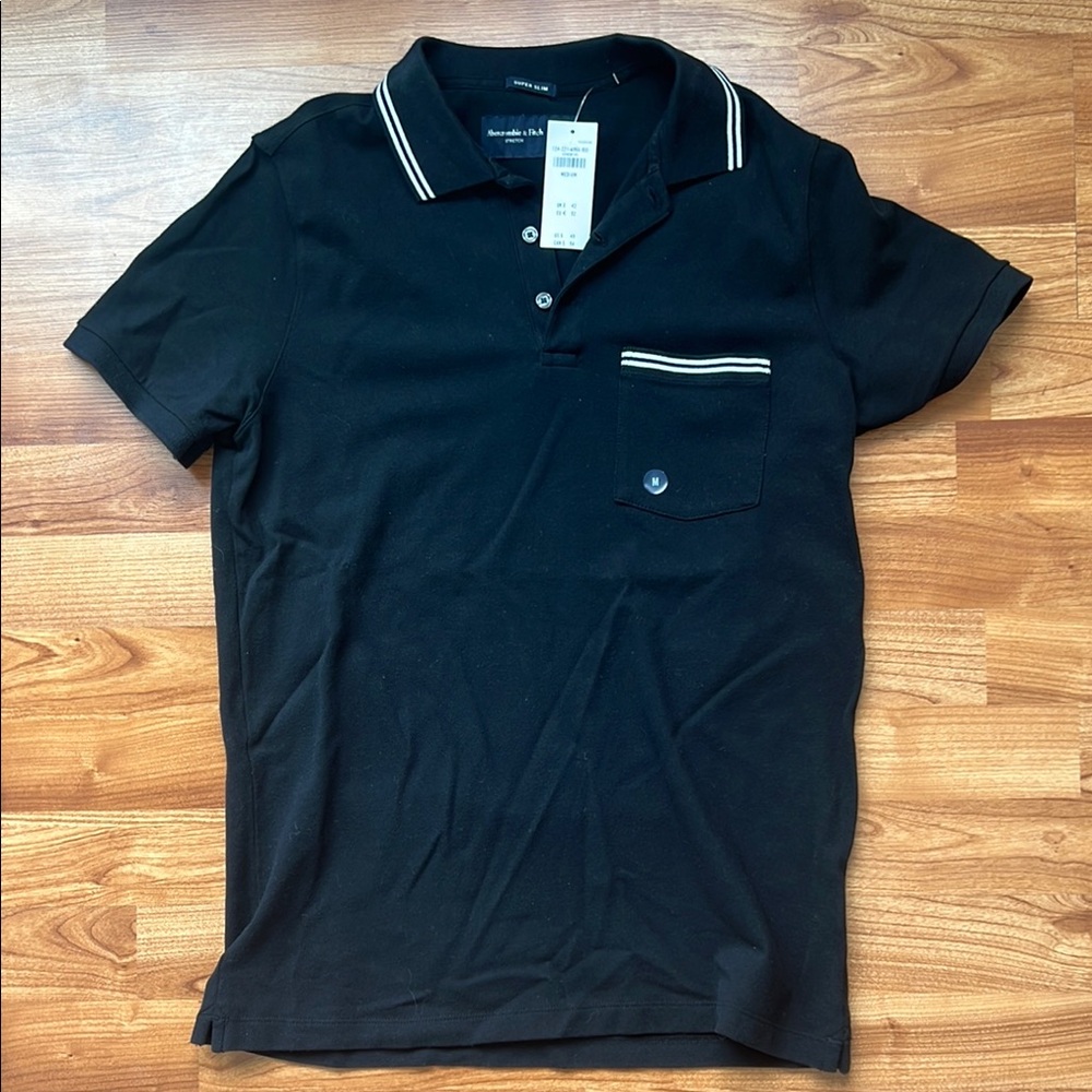 Abercrombie & Fitch Black Polo Shirt Classic Design